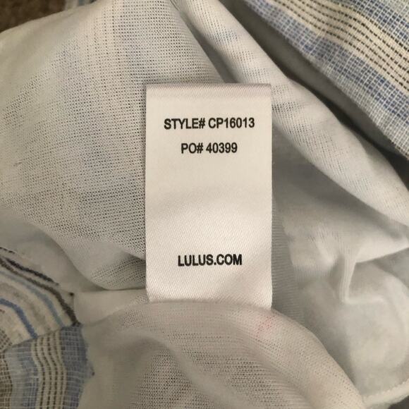 lulus Savvy Blue and White Striped White Fringe Along Sides Hem Shorts Medium - Picture 8 of 11